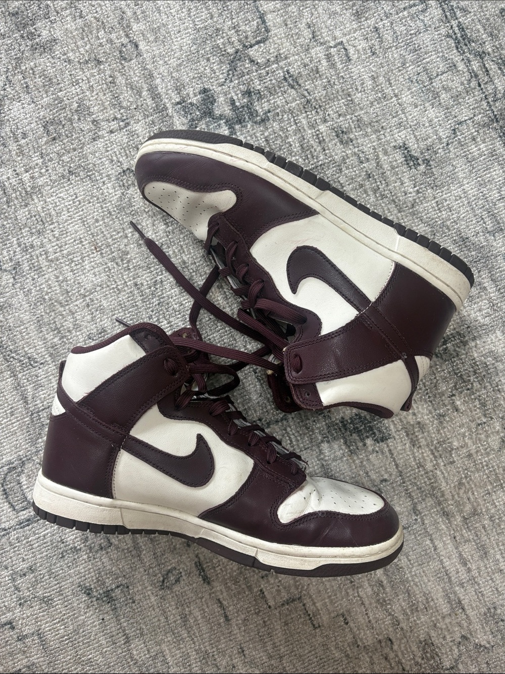 Nike Women’s High-Top Sneakers in White and Burgundy
